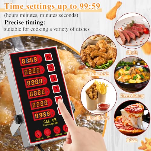Relaxweex 1 Pack Commercial Digital Kitchen Timer for Cooking, 6 Channel - color: Black, size: 6 Chanels