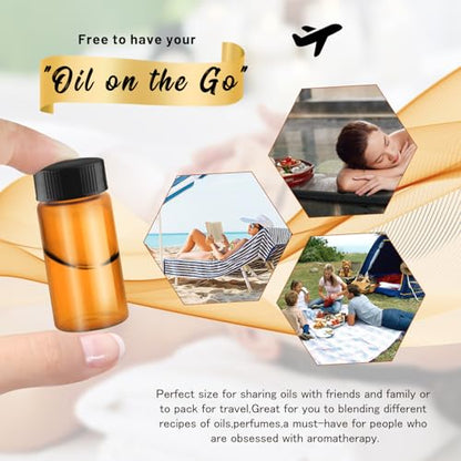 100 Pack,Glass Essential Oil Bottle with Screw Caps,Empty Refillable Travel Glass Liquid Sample Vial Labs Preservation Storage Leakproof Vials Test Container with Black Screw Caps (Amber, 20ml) - color: Amber, size: 20ml