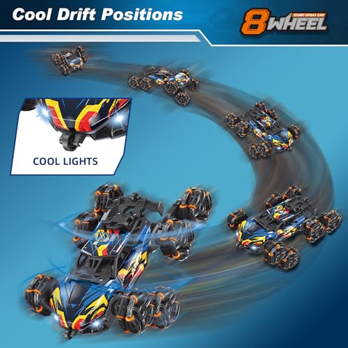 NEXBOX Cool 8 Wheels Hand Controlled rc Stunt Car Toys, Gesture Sensing Remote Control Cars for Boys Age 6 7 8-12 13 14 Year Old, Birthday Gifts Ideas for Kids - color: Black, Blue
