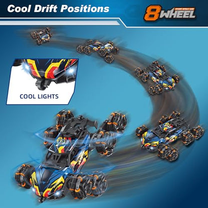 NEXBOX Cool 8 Wheels Hand Controlled rc Stunt Car Toys, Gesture Sensing Remote Control Cars for Boys Age 6 7 8-12 13 14 Year Old, Birthday Gifts Ideas for Kids - color: Black, Blue