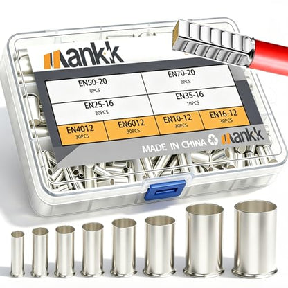 mankk 166PCS Wire Ferrules Kit,Silver Plated Copper Crimp Terminal - color: 166PCS