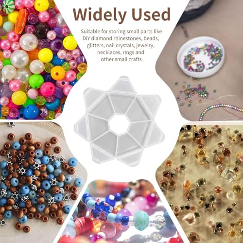 Cyrank 4pcs 7 Girds Bead Organizer, Clear Small Bead Organizers Jewelry Bead Storage Organizer Display Containers Case Box Mini Bead Storage Containers for Crafts Jewelry Screws Fishing Tackles