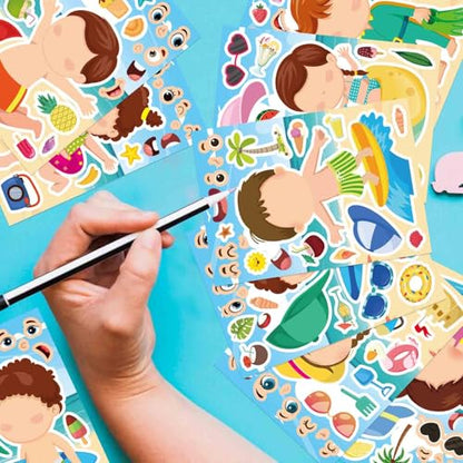24PCS Summer Stickers for Kids, Make-a-face Stickers, Make Your Own Sticker - style: 24 Sheet Summer Stickers