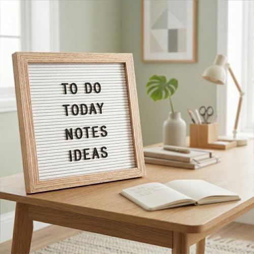 White Felt Letter Board 10x10in, 336 Letters, Wood Frame Message Board - color: White