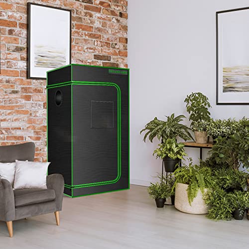 4x2 Grow Tent, 48"x24"x60'' High Reflective 600D Diamond Mylar Canvas with Observation Window and Floor Tray for Hydroponic Indoor Plant Growing - size: 48"x24"x60"