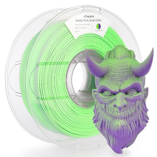 AMOLEN Matte PLA 3D Printer Filament 1.75mm Dual Color Green Purple 1KG - color: Green Purple