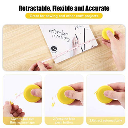 Tape Measures Retractable, Fabric Measuring Tape, 60 Inch Small Sewing Tape Measure for Craft Nursing Medical Travel(3 Pack/Blue Yellow Red) - color: Blue, Yellow, Red