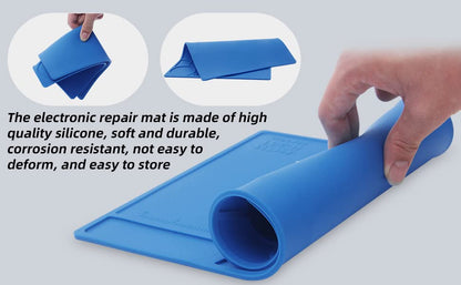 Hengtianmei Heat Insulation Silicone Repair Mat with Scale Ruler and Screw Position for Soldering Iron, Phone and Computer Repair Size: 14 x 10 Inches (H-201) - size: H-201