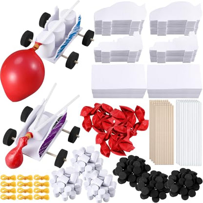 Seenelling 36 Sets Balloon Car Kits Bulk DIY Steam Power Balloon Powered