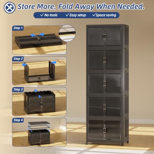 SAILUN Stackable Storage Bins with Lid, 167QT 5Pack Black - color: Black, size: 1 Lid 5 Pack-18" W x 11" D x 51" H