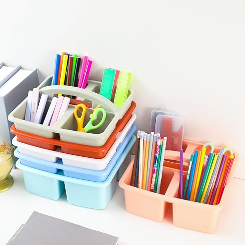 Lineshading 12 Pack Plastic Classroom Caddy, 4 Compartment, Boho Colors - color: Boho Colors