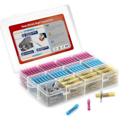 Heat Shrink Wire Butt Connector Kit Marine Waterproof Crimp Splice Terminal - size: 380 PCS