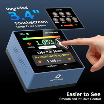 Airthereal Touchscreen Radon Detector, Professional Grade, Real-Time Data - color: Blue