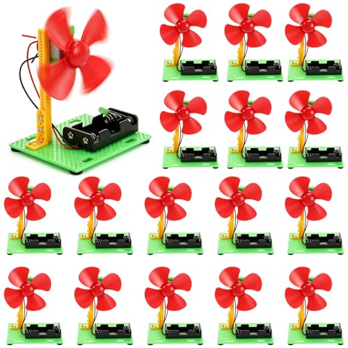 Soulchen 16 Sets DIY Electric Fan Kits Stem Crafts Science Kits Robotics DIY Project for Electrical Circuit Experiment Engineering Activities Clubs Party Favors