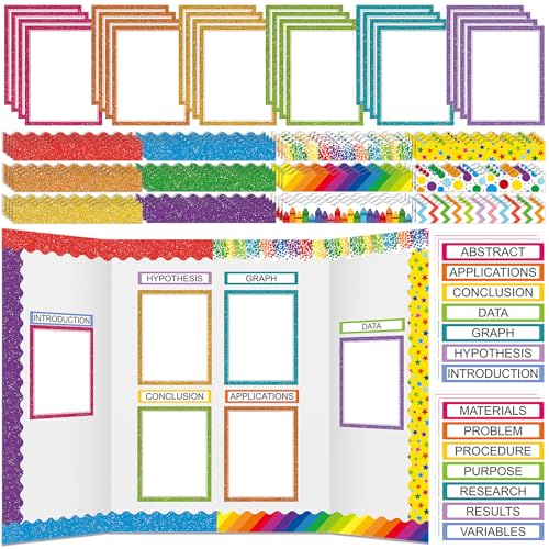Fuyoooo 90 Pcs Science Fair Board Supplies, Glitter,Wave - style: Glitter,Wave