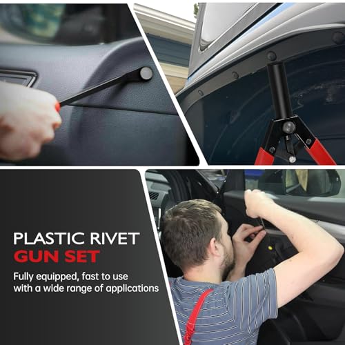 OTUAYAUTO 82Pcs Plastic Rivet Gun Set - size: 80Pcs 4 Sizes Clips