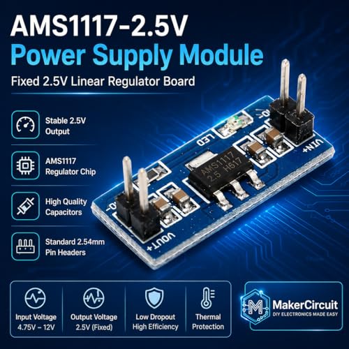 10pcs AMS1117 2.5V Power Supply Module, LDO Step Down Voltage Regulator Board for Reference Circuits, Sensors and Breadboard Projects - color: AMS1117-2.5V