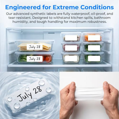 Waterproof Removable White Blank Name Labels with Pen for Organization - style: White Multiple sizes