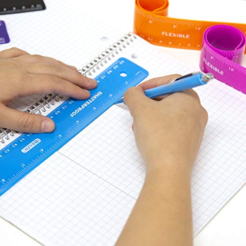 BAZIC Products 12 in Shatterproof Flexible Ruler, Inch & Metric, 6-Set - size: 6-Pack