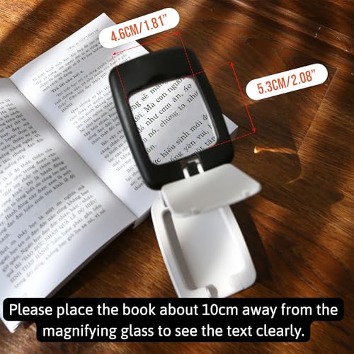 BuleVina Pocket Magnifying Glass with Light and Stand, Small 3X Magnifying Lamp, Portable 2-in-1 LED Lighted Desk Magnifier Visor Folding, Craft Light Lamp for Close Work Reading Repair Crafts Hobby