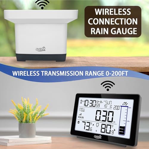 Wireless Rain Gauge Outdoor, Digital Rain Gauge Outdoors Best Rated with Thermometer,Accurate Self-Emptying Rain Measure Gauge for Garden,Remote Electronic Rain Meter,Freeze Proof Rainfall Measurer - color: Digital Wireless Rain Gauge