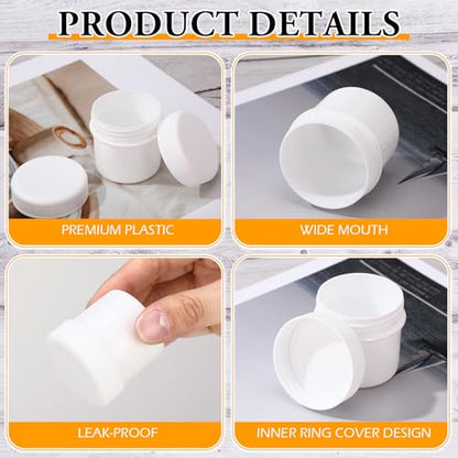 Meanplan 100 Pcs 1 oz White Plastic Container Jar with Lid Round Leak Proof - color: White, size: 1 oz