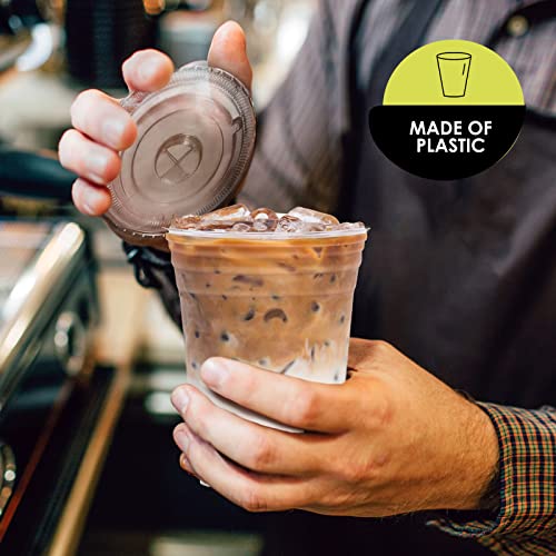 PAMI Clear Plastic Flat Lids with Straw Slot,Fits 16-24 oz Cups,100-Pack