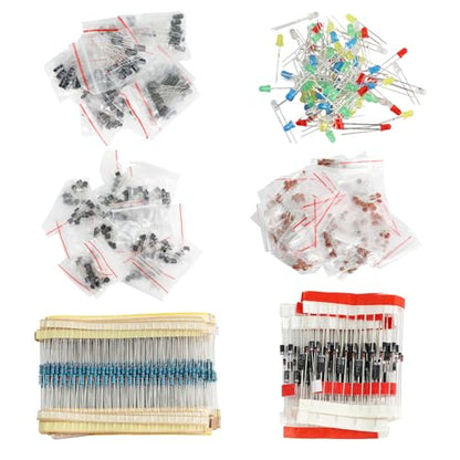 1400Pcs Electronic Component Kit, Capacitor Resistor LED Diode