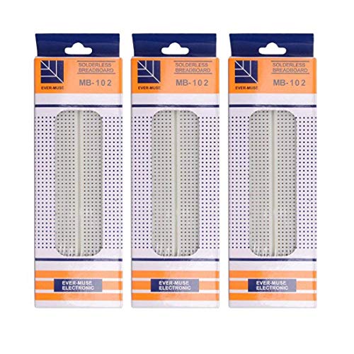 HiLetgo 3pcs MB-102 Breadboard 830 Point Solderless Prototype PCB Board DIY Kit for Arduino Proto Shield Distribution Connecting Blocks