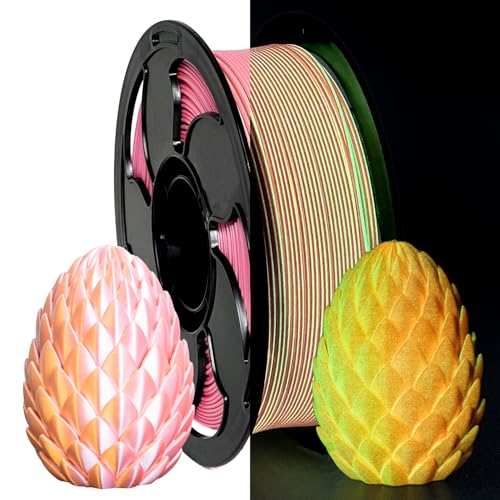 Bi-Color Glow in Dark Silk Pink Peony PLA Filament 1.75mm 1kg 3D Filament - color: C_pla-36 Pearl Glow Dual Peony