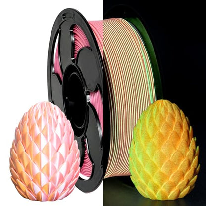 Bi-Color Glow in Dark Silk Pink Peony PLA Filament 1.75mm 1kg 3D Filament - color: C_pla-36 Pearl Glow Dual Peony