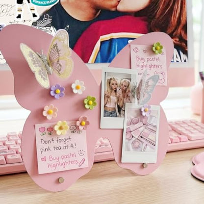 2 Pcs Small Magnetic Board, Cute Magnet Display Stand for Tabletop - color: 2pcs Pink