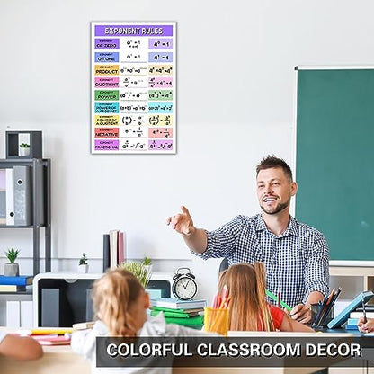 Aldera Graphics School Must Have for Math Classroom - Exponent Rules Poster, Math Classroom Decor - 11x17 in, Durable Laminated Print