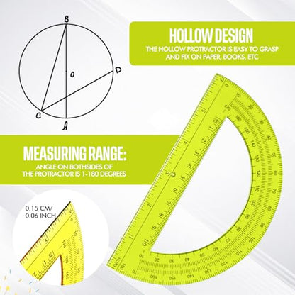 EBOOT Drawing Compass and 6 in Protractor Geometry Set, Yellow - color: Yellow