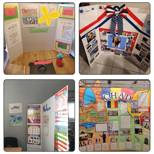 3 pcs Small White Tri-Fold Display Boards, 21 x 14 Inches Corrugated Trifold Poster Boards for School Projects, Science Fairs, Business Presentations and Exhibitions - size: 21 x 14 inches