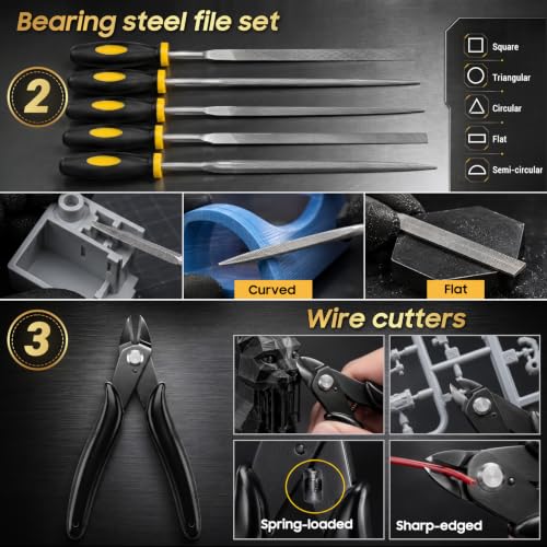 3D Printer Accessories for Beginners & Hobbyists, All-in-One 3D Printer Tools Kit with Deburring Tool, Scrapers, Nozzle Cleaning, Works with Bambu Lab, Ender 3, Kobra, FDM/SLA Printers