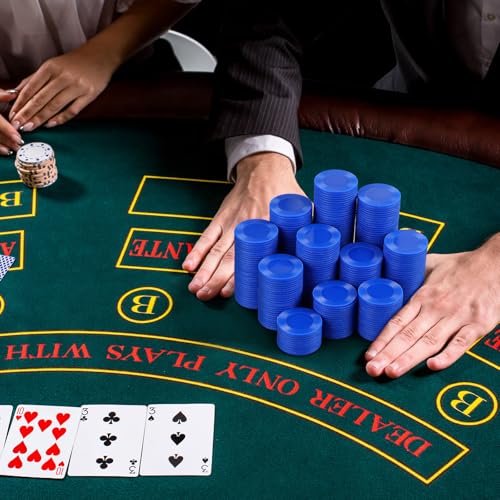 Leitee 1000 Pcs Plastic Poker Chips, 38 mm Interlocking Game Tokens, Blue - color: Blue