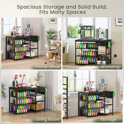 CHOEZON 4-Tier 3D Printer Stand with Filament Storage Drawer - color: Black