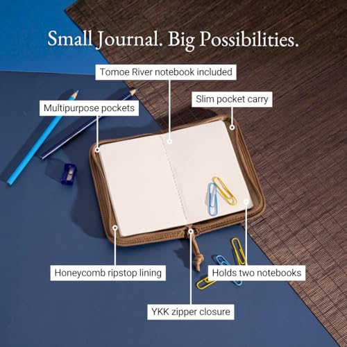 LOCHBY® Pocket Journal | Tomoe River 3.5" x 5.5" Notebook | Waxed Canvas | Ideal for Travelers & Daily Use, Fits Field Notes, Moleskine Cahier - color: Nautical, size: Pocket-size Zipper