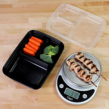 Freshware Meal Prep Containers [21 Pack] 3 Compartment with Lids, Food Storage Containers, Bento Box, Stackable, Microwave/Dishwasher/Freezer Safe (24 oz) - size: 24OZ-21PK