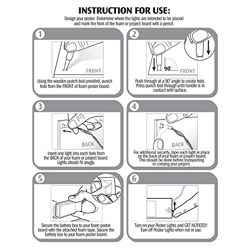 ArtSkills Rainbow String Light Kit with Punch Tool and Instructions for Posters, Dorms and Projects, Battery-Operated, 20 Lights with 2 Modes (Pack of 2) - size: 10 x 4.5 x 1 inches (Pack of 2)