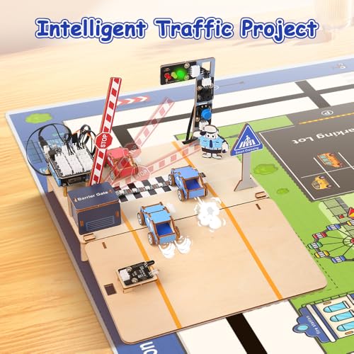 4-in-1 ESP32 STEM Smart Traffic Kit Compatible with Arduino, STEM Robotics Science Kit, Engineering Project STEA Activity Gift Suitable for School Education Kit, Family Education for Kids 12+ - color: 4-in-1 Esp32 Stem Smart Traffic Kit