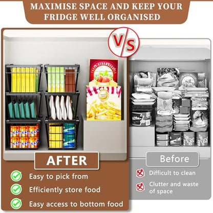 Enhanced Leak-Proof Bottom, Freezer Organizer Bins for 7 Cu.Ft,8 Pack) - color: Black 8 Pack