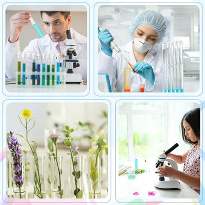 100 Pake 8 ml Clear Test Tubes with Caps 12x100mm Plastic Vials Test Tubes for Scientific Experiments Halloween Christmas Scientific Themed Birthday Party Supplies Candy Storage (White) - color: White