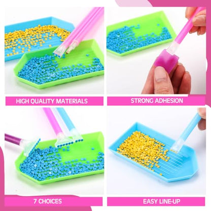 Affrolling 90 Pcs Diamond Art Tools, Drill Pens Trays Glue Clay - color: Bright Colors