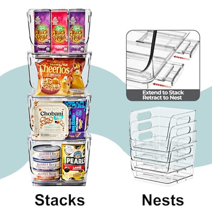 Sorbus Clear Pantry Organizer with Stackable Storage Bins, Open Front - size: Small Square, style: 8 Pack