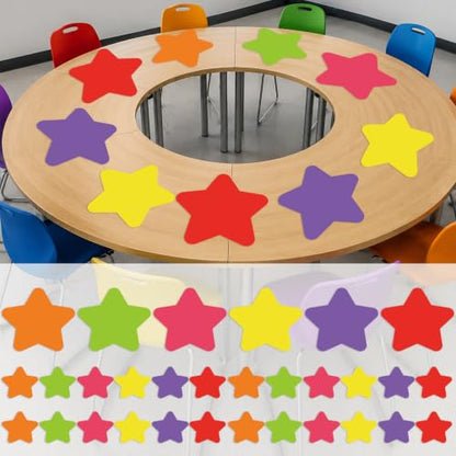 48Pcs Large Star Dry Erase Dots for Classroom Table, 12inch, Colorful - color: Colorful