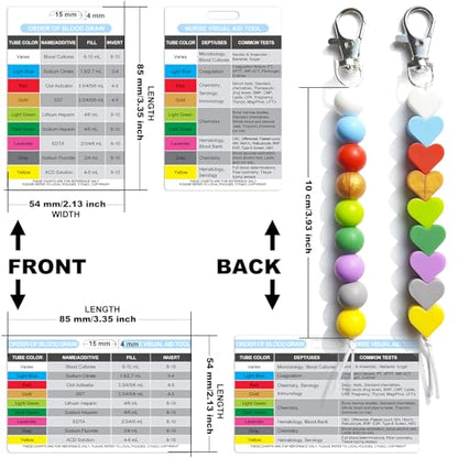 Order of Blood Draw Beads with Reference Card, Phlebotomist Badge Reel Visual Aid Tool Accessories, RN Badge Buddy, Phlebotomy Essentials, Nurse Supplies - color: Heart and Round Blood Draw Beads With White Card