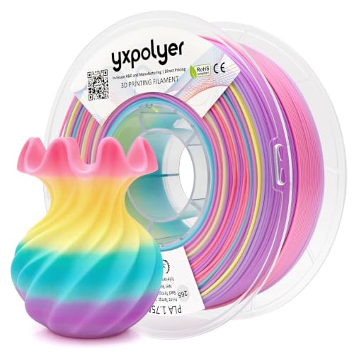 YXPOLYER Matte PLA Filament Rainbow 4 Colors Pink Purple Blue Yellow - color: Matte Rainbow
