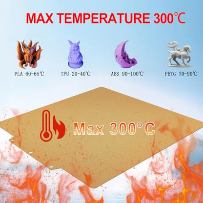 Gold PEI Build Plate for Adventurer AD5X/5M/5M Pro, Textured PEI Spring Steel Flexible Platform Heated Bed for Neptune 3 Pro/4, Kobra, Ender 3/3 Pro/3S1/3v2, CR 20/CR 20 Pro, Ender 5/5 Pro - size: 235x235mm